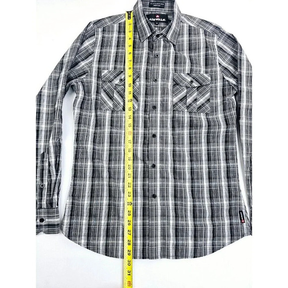 Airwalk Size Medium Men's Gray Check Logo Tag Long Sleeve Dual Pocket Shirt - Picture 12 of 13